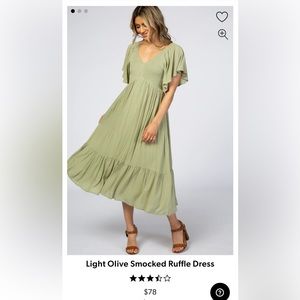 Pink Blush Light Olive Smocked Ruffle Dress size Small